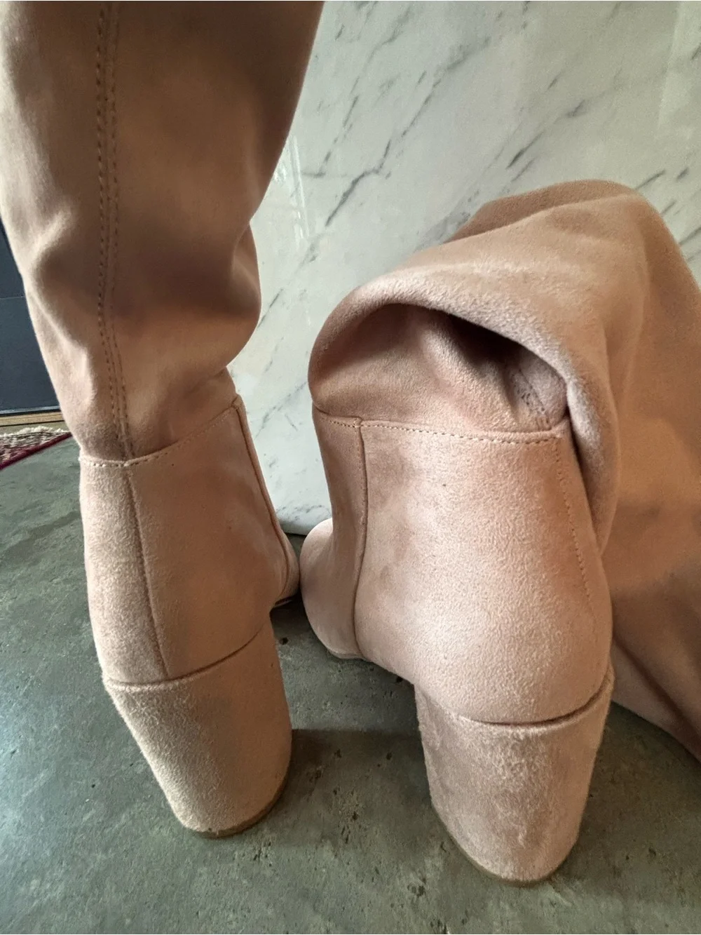 Sexy Chinese Laundry Women's Over-the-Knee Block Heel boots blush pink
